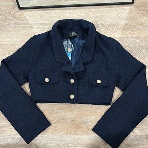 Jade Black Cropped Jacket and pleated skirt set